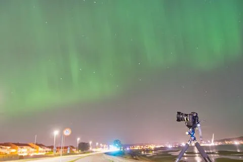 Capturing the Northern Lights with a Camera Fotos de archivo