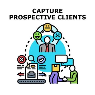 Capturing prospective clients process concept vector Stock Illustration