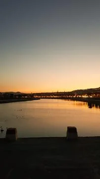 Capturing the reflections light of the sunset on the river Stock Photos