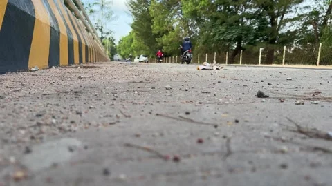 Capturing the Rhythmic Passage of Diverse Vehicles from a Distinctive Low-A.. Video stock 326184120