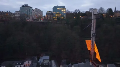 Capturing Royal Boulevard Following Pfaffenthal Panoramic Elevator to Ground Stock Footage 332945889