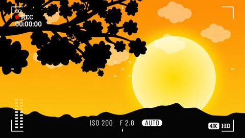 Capturing  sunrise scene in camera Stockillustratie