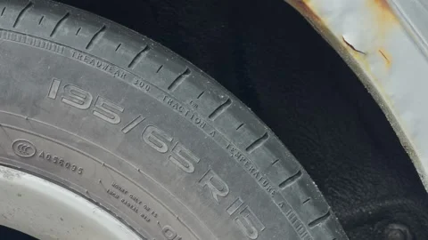 Capturing textured tire with rust and dirt. High resolution image showing Stock Footage 335685218