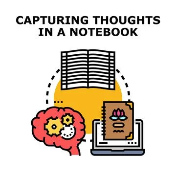 Capturing thoughts in notebook and digital form Stock Illustration