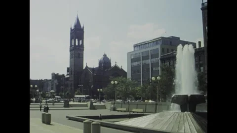 Capturing the vibrant streets and architecture of downtown boston in 1975 Stock Footage 290925018