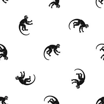 Capuchin monkey pattern seamless black Stock Illustration