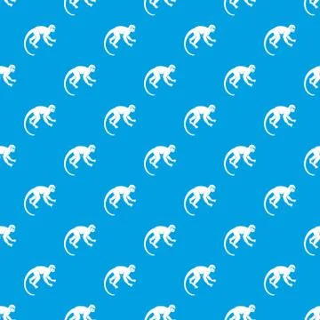 Capuchin monkey pattern seamless blue Stock Illustration