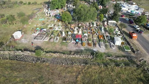 Capula Cemetery Rocket Drone Shot. Stock Footage 229922451