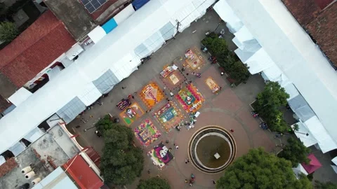 Capula Day Of The Dead Floor Art Slomo Drone Shot 스톡 동영상 229921749