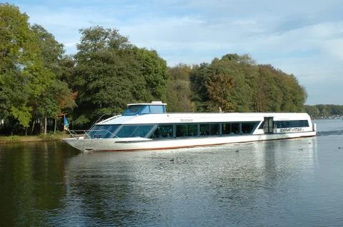 CAPUTH, GERMANY - OCTOBER 19: Passenger boat on lake nearby Caputh and Potsda Stock Photos