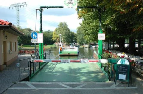 CAPUTH, GERMANY - SEPTEMBER 21: Car and passenger ferry in Caputh city in Ger Stock Photos
