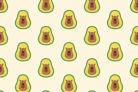 Capybara and avocado. Vector pattern. Flat style illustration. Stock Illustration