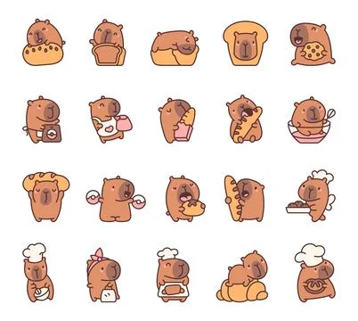 Capybara baking character set イラスト素材