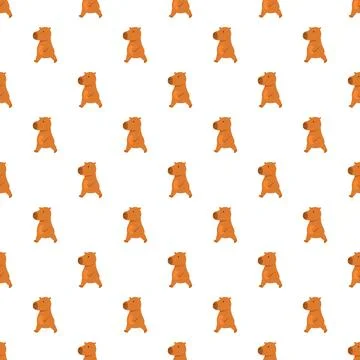 Capybara cartoon character repeating seamless pattern Stockillustratie