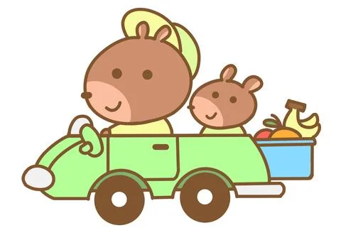 Capybara drive with friends Stock Illustration