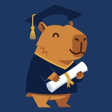 Capybara graduates for course completion and web banners Stock Illustration