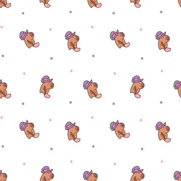 Capybara Halloween seamless pattern set Stock Illustration