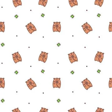 Capybara Halloween seamless pattern set Stock Illustration