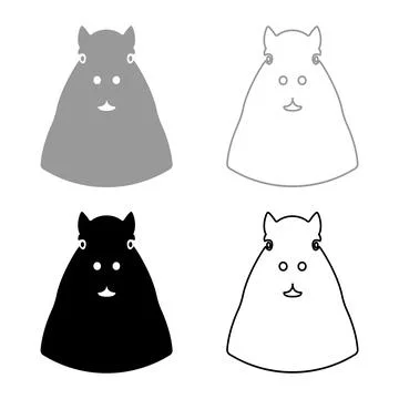 Capybara head set icon grey black color vector illustration image solid fil.. Stock Illustration