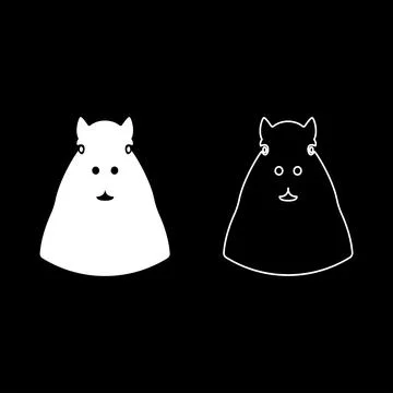 Capybara head set icon white color vector illustration image solid fill out.. Stock Illustration
