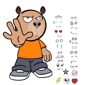 Capybara kid expressions pack collection in vector art Stock Illustration