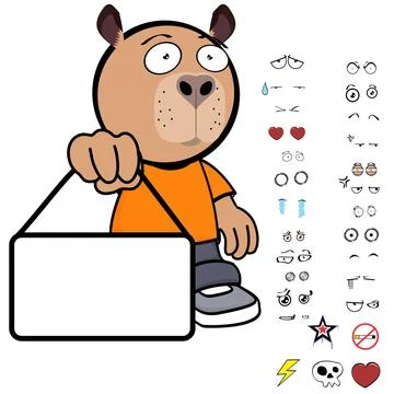 Capybara kid expressions pack collection in vector art Stock Illustration