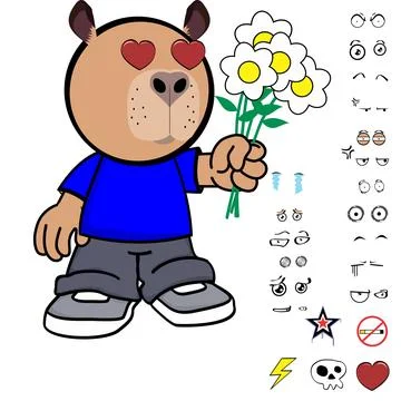 Capybara kid expressions pack collection in vector art Stock Illustration