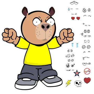 Capybara kid expressions pack collection in vector art Stock Illustration