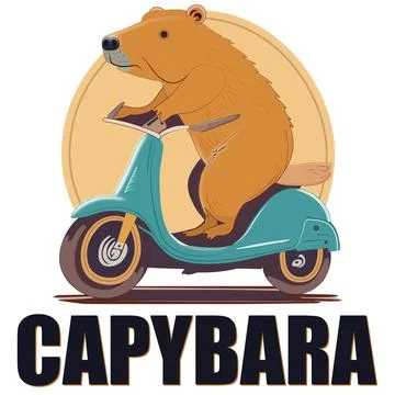 Capybara on a moped Stock Illustration
