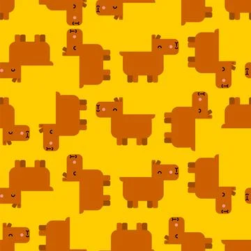 Capybara pattern seamless. Capybaras background. Ornament of kids fabric Stock Illustration