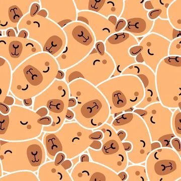 Capybara pattern seamless. Capybaras background. Ornament of kids fabric Stock Illustration