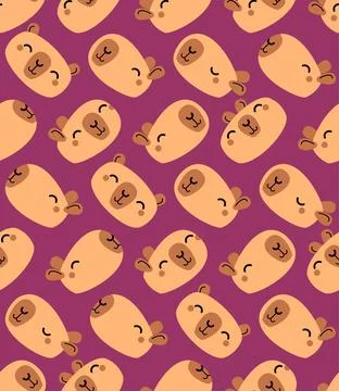 Capybara pattern seamless. Capybaras background. Ornament of kids fabric Stock Illustration