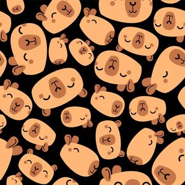 Capybara pattern seamless. Capybaras background. Ornament of kids fabric Stock Illustration