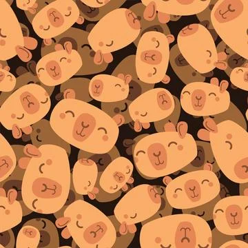 Capybara pattern seamless. Capybaras background. Ornament of kids fabric Stock Illustration