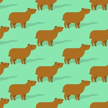 Capybara Pattern seamless. guinea pig Background. Baby fabric texture Stock Illustration