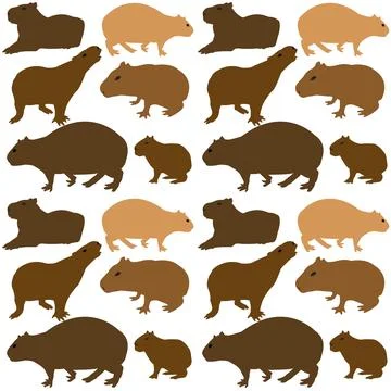 Capybara pattern on white background Stock Illustration