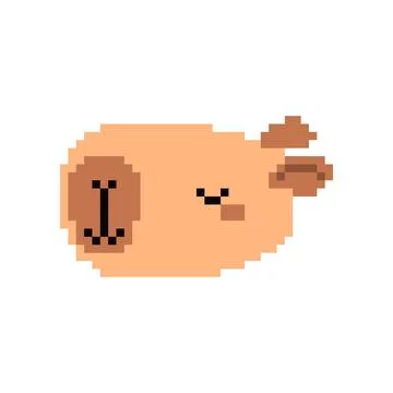 Capybara pixel art. 8 bit Capybara face Stock Illustration