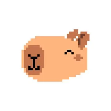 Capybara pixel art. 8 bit Capybara face Stock Illustration