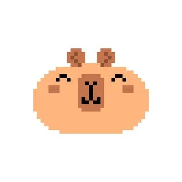 Capybara pixel art. 8 bit Capybara face Stock Illustration