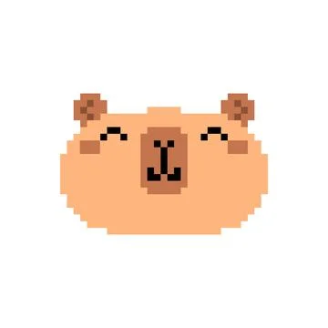 Capybara pixel art. 8 bit Capybara face Stock Illustration