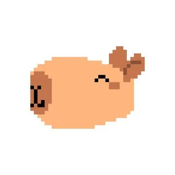 Capybara pixel art. 8 bit Capybara face Stock Illustration