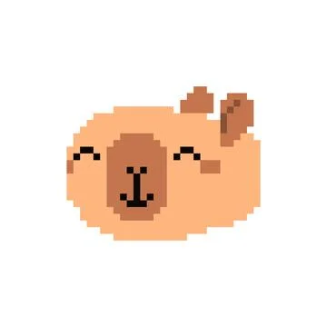 Capybara pixel art. 8 bit Capybara face Stock Illustration