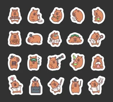 Capybara science experiments set Stock Illustration