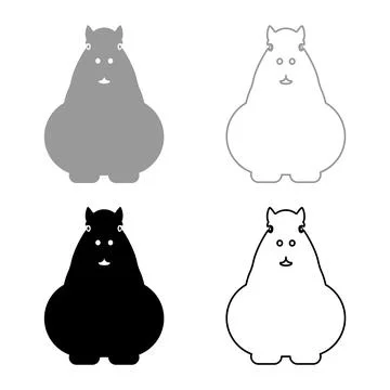 Capybara set icon grey black color vector illustration image solid fill out.. Illustrazione stock