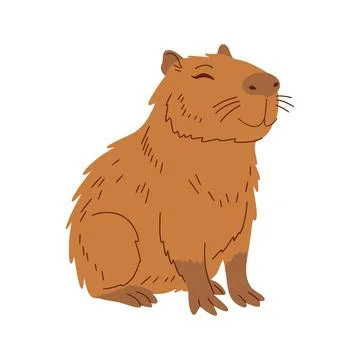 Capybara sitting with content happy expression Stock Illustration