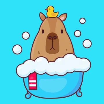 Capybara taking a bath. Vector cartoon illustration Stock-Illustration