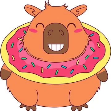 Capybara wearing donut pool float vector isolated character Stock Illustration