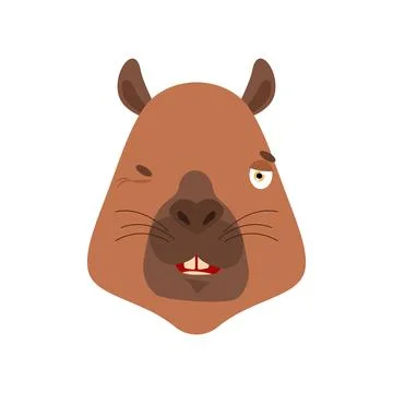 Capybara winks emoji avatar. Face rodent happy emotion. Vector illustration Stock Illustration