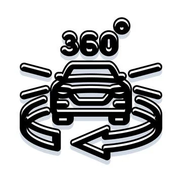 Car with 360 degree view security system icon Stock Illustration