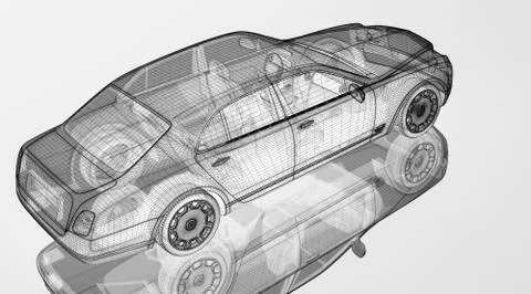 Car 3D model Stock Illustration